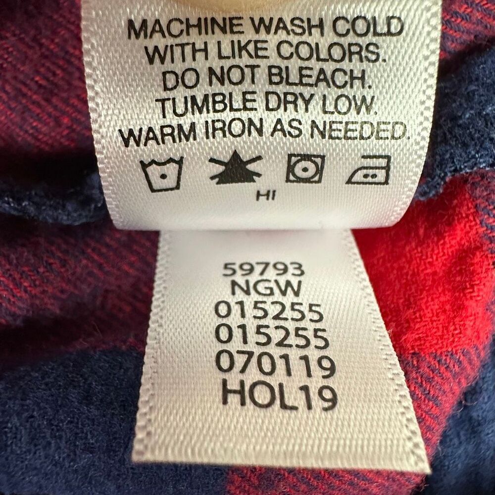 Hanna Andersson Buffalo Plaid Flannel Dress size 8 Red Blue Half Sleeve - Picture 7 of 8
